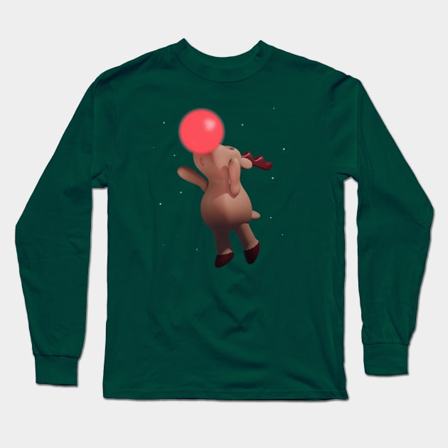 Flying Reindeer Long Sleeve T-Shirt by loreatus